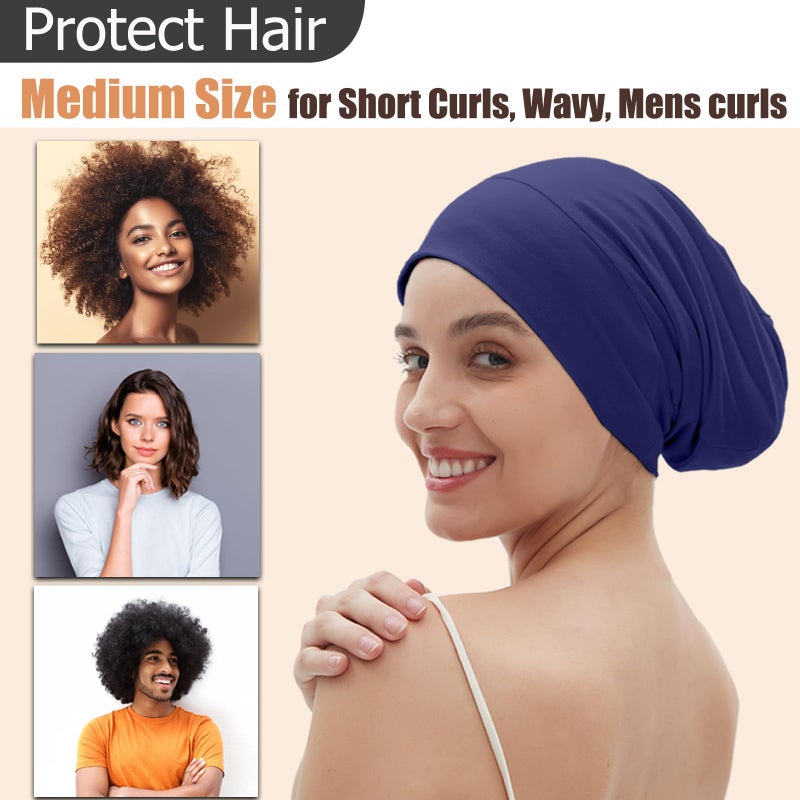 Roybens 2pcs Sleep Cap Bonnet for Sleeping, Adjustable Cooling Ice Silk Lined Hair Bonnets for Natural Curly Braids Beanie Hat Women Men - Image 3